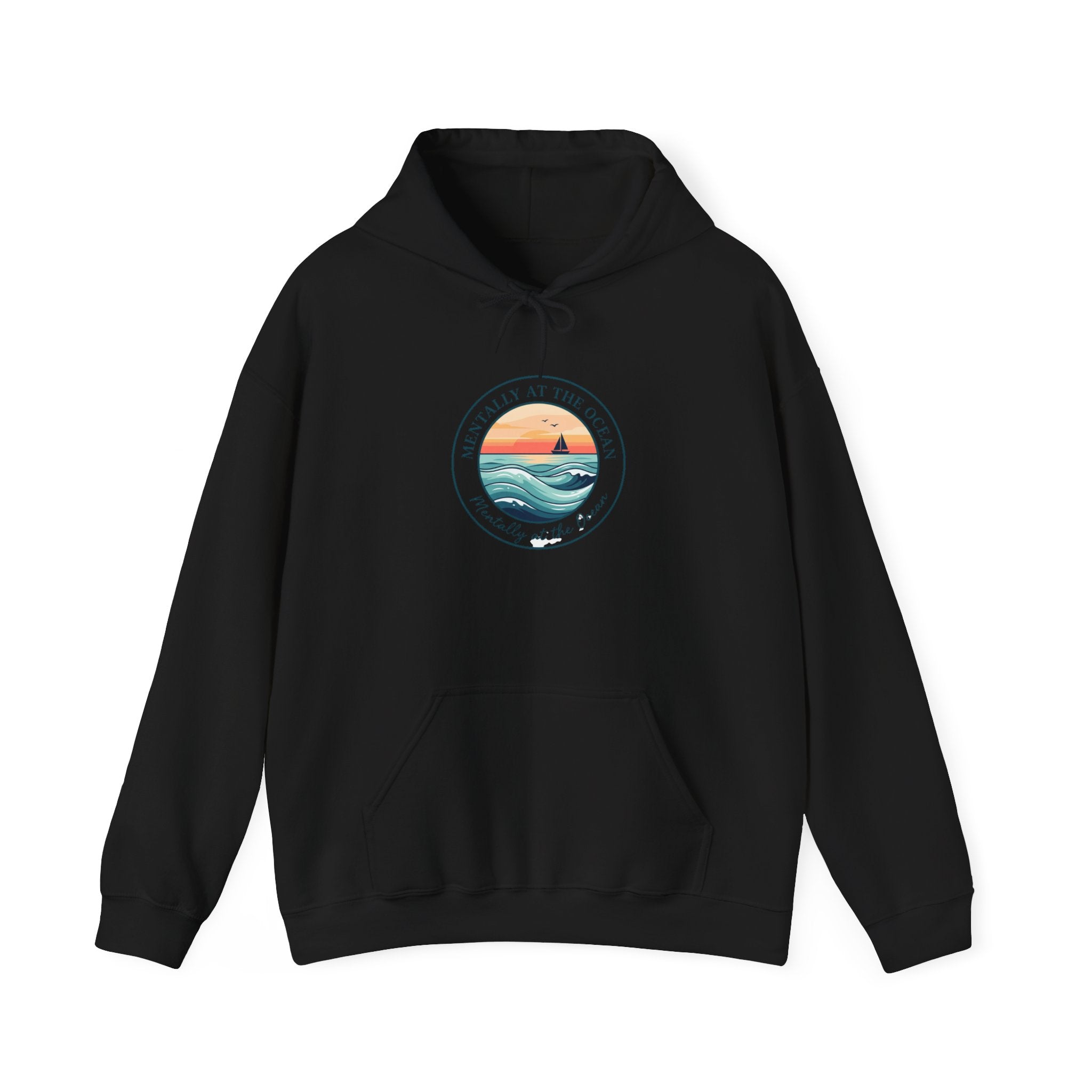 Coastal Sunset Emblem Hoodie | ocean aesthetic, beach vacation